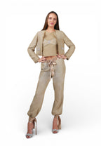 Pantalón Bombacho Lazos Beige