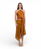 Top Satin Pañuelo Ocre