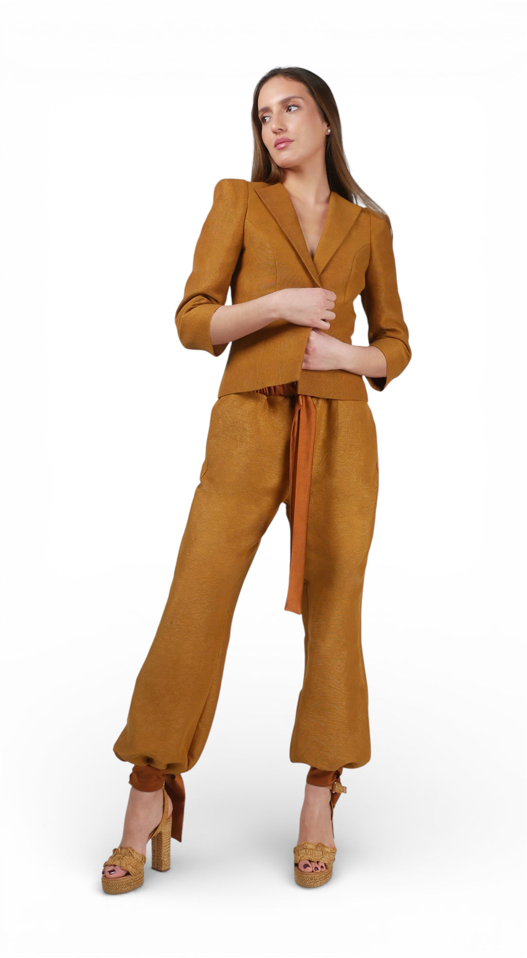 Pantalón Bombacho Lazos Beige