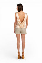 Top Satin Drapeado Marfil