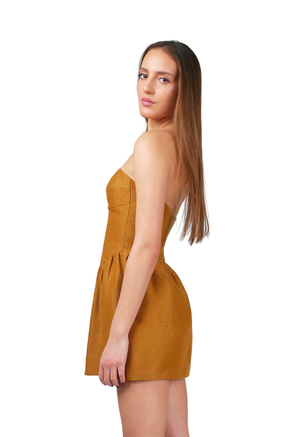 Minivestido Bustier Ocre