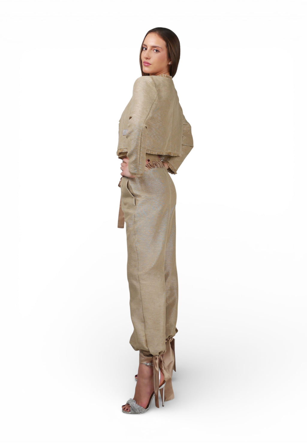 Pantalón Bombacho Lazos Beige