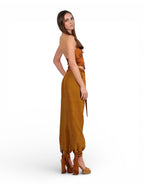 Top Satin Pañuelo Ocre
