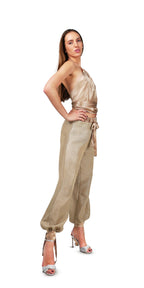 Top Satin Pañuelo Ocre