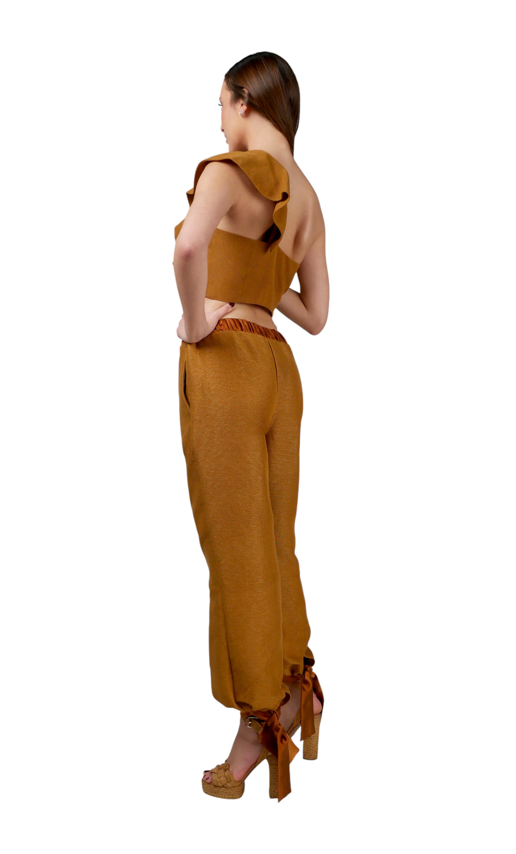 Pantalón Bombacho Lazos Beige