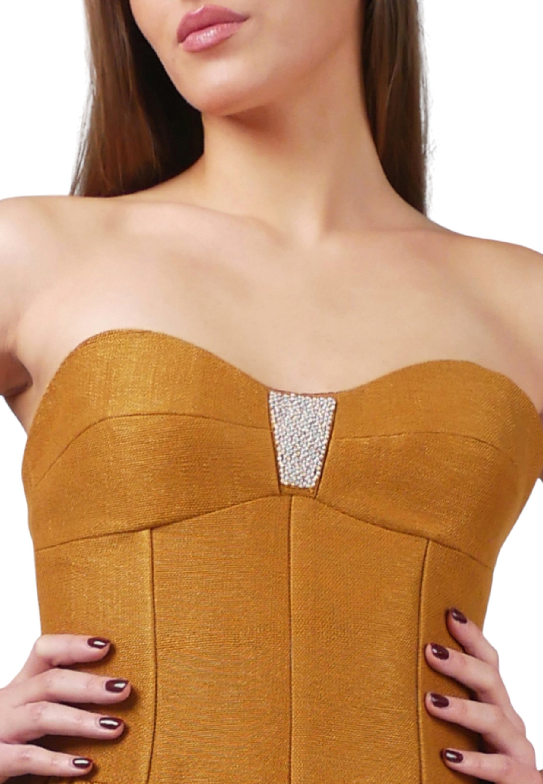 Minivestido Bustier Ocre