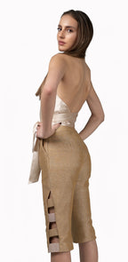 Top Satin Pañuelo Ocre