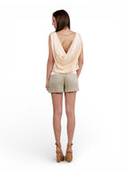 Top Satin Drapeado Ocre