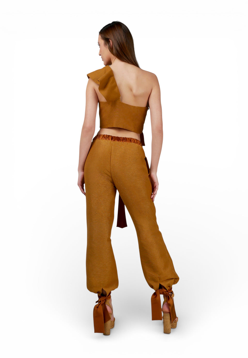 Pantalón Bombacho Lazos Beige