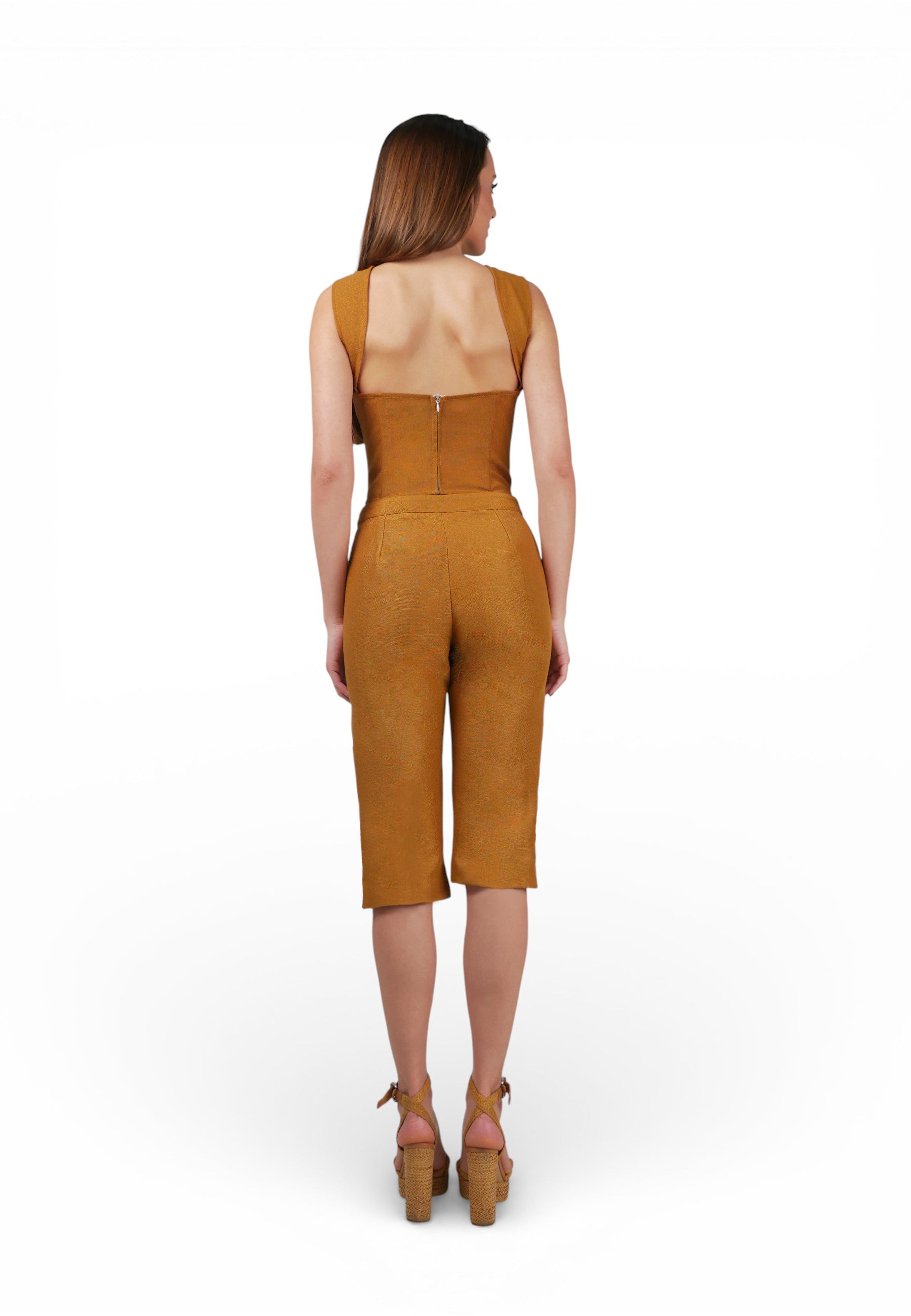 Pantalon Capri Pasadores Ocre