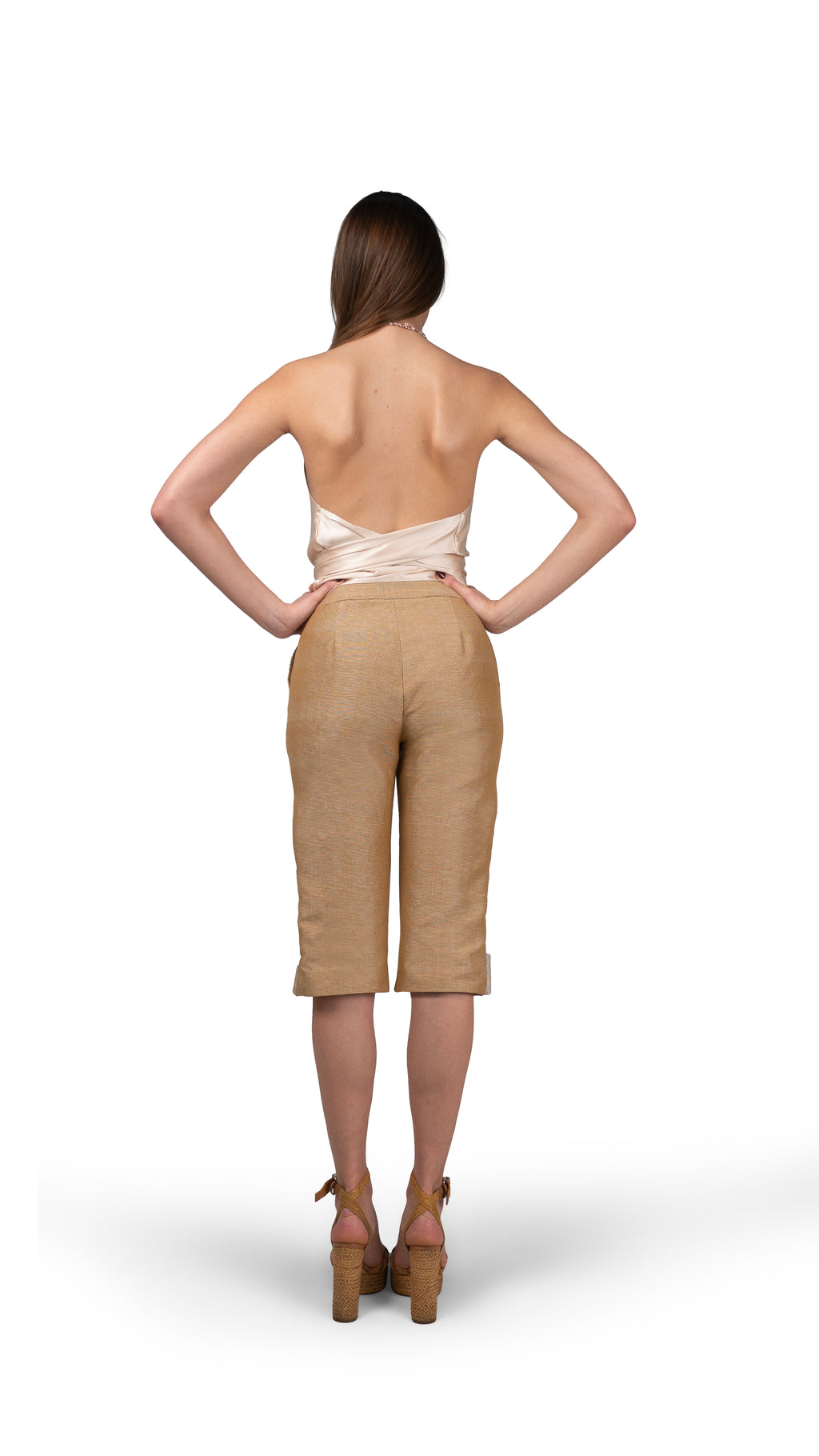Top Satin Pañuelo Ocre