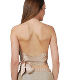 Top Satin Pañuelo Ocre
