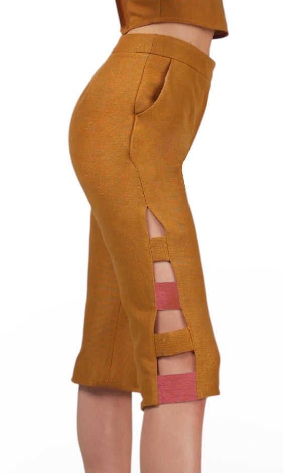 Pantalon Capri Pasadores Ocre