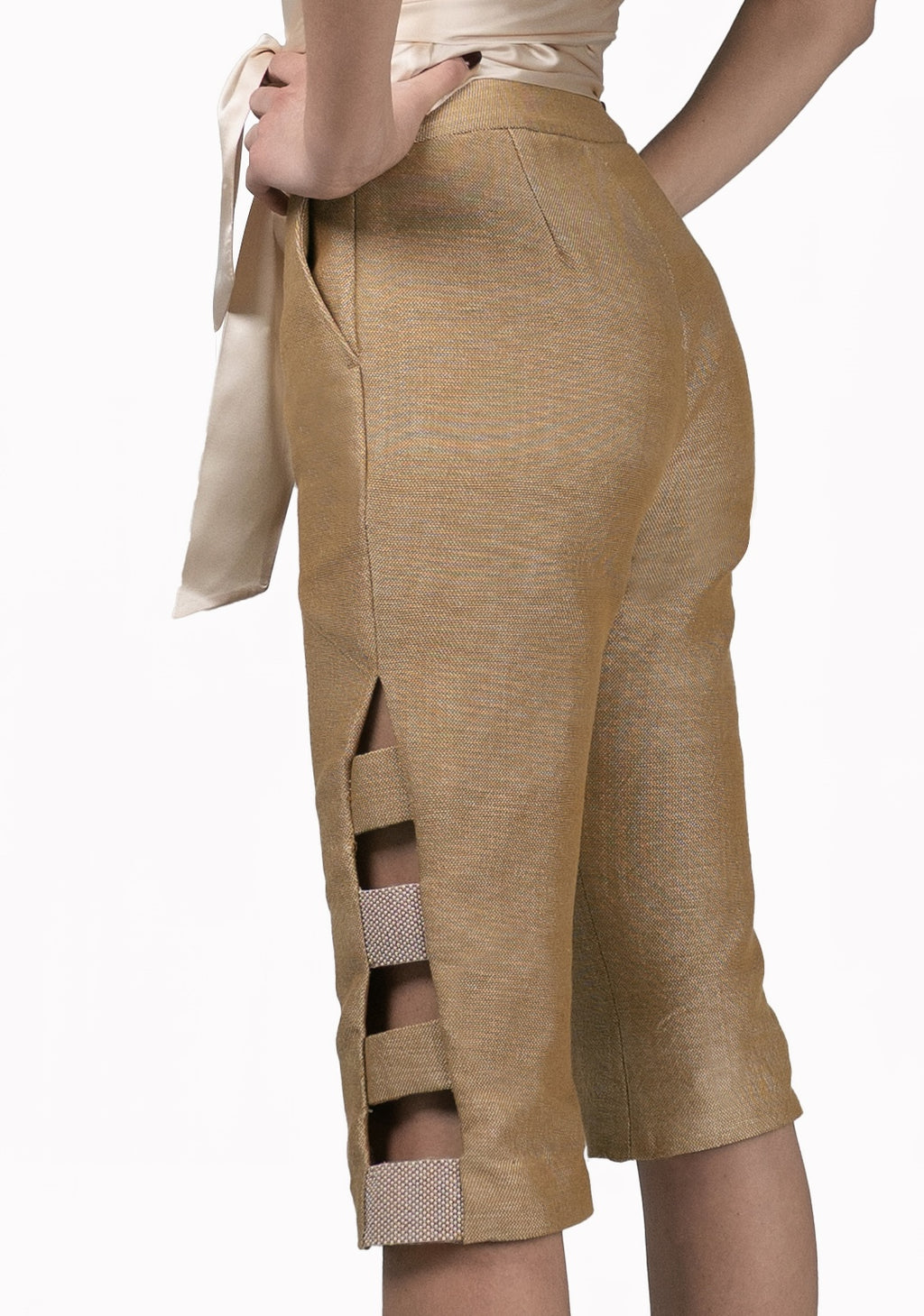 Pantalon Capri Pasadores Ocre